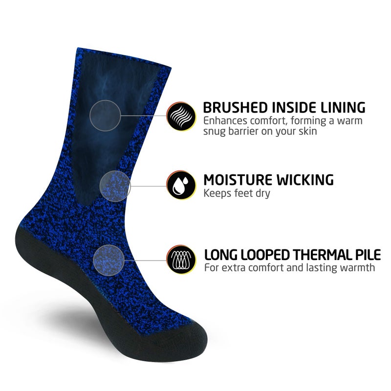 HOT FEET Kids Thermal Socks â€“ Thick Warm Winter Socks for Boys & Girls, Cozy & Insulated, 2 Pack Stocking stuffers, shoe size 2-6, Black/Blue Marl and Black/Grey Marl - Image 3